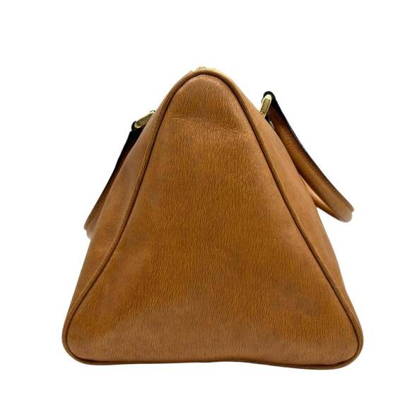 Valentino Garavani Mini Boston Handbag in Camel Brown Leather with V Logo and...